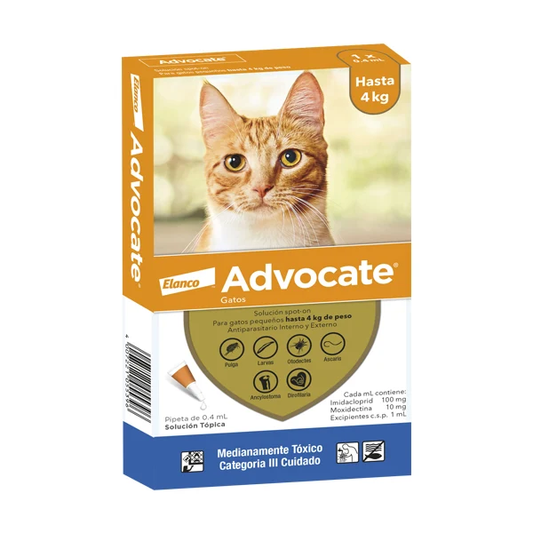 Medicamento Advocate Antiparasitario Externo e Interno para Gatos de hasta 4 Kg