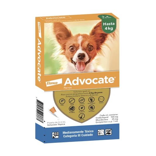 Medicamento Advocate Antiparasitario Externo e Interno para Perros de hasta 4 Kg