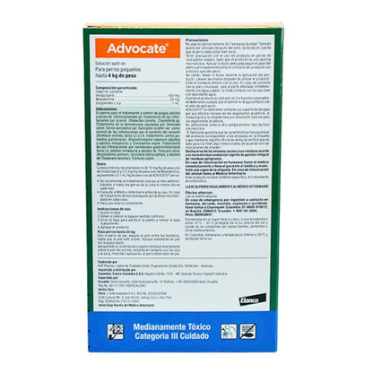 Medicamento Advocate Antiparasitario Externo e Interno para Perros de hasta 4 Kg