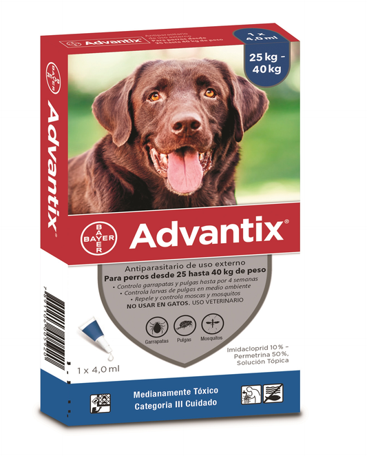Medicamento Antipulgas Advantix para Perros de 25 a 40 Kg