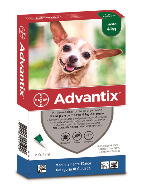 Medicamento Antipulgas Advantix para Perros de hasta 4 Kg