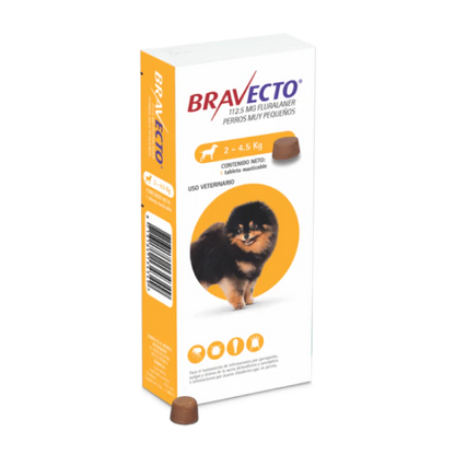 Medicamento Bravecto Antipulgas Masticable para Perros de 2.5 a 4.5 Kg