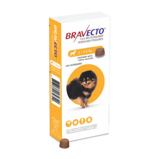 Medicamento Bravecto Antipulgas Masticable para Perros de 2.5 a 4.5 Kg