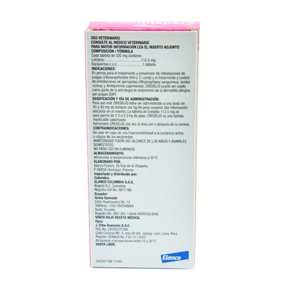 Medicamento Credelio Antipulgas Masticable para Perros de 2.5 a 5.5 Kg