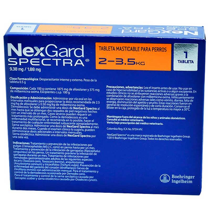 Medicamento Nexgard Spectra Antiparasitario y Externo Masticable para Perros de 2 a 3.5 Kg