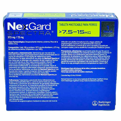 Medicamento Nexgard Spectra Antiparasitario y Externo Masticable para Perros de 7.5 a 15 Kg