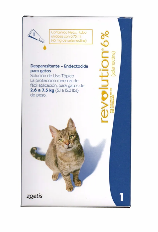 Medicamento Revolution Antipulgas para Gatos de 2.6 Kg a 7.5 Kg