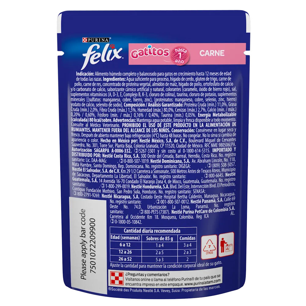 Alimento Húmedo Felix Sobre Carne Gatitos para Gatos