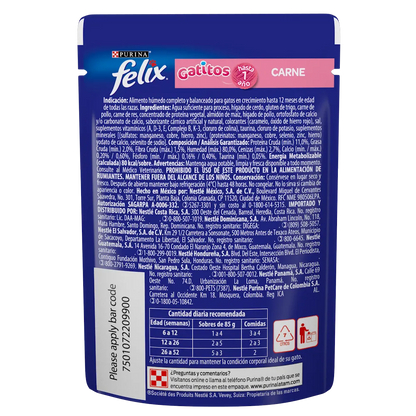 Alimento Húmedo Felix Sobre Carne Gatitos para Gatos