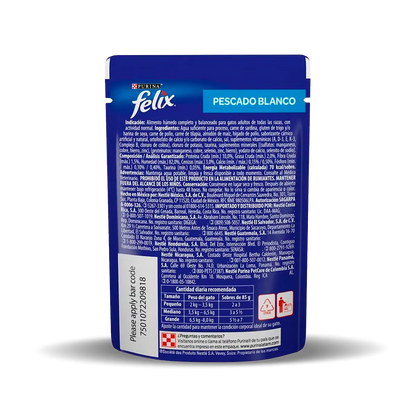 Alimento Húmedo Felix Sobre Pescado Blanco para Gatos Adultos