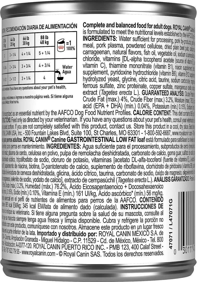 Alimento Húmedo Royal Canin Gastrointestinal Low Fat para Perro Adulto