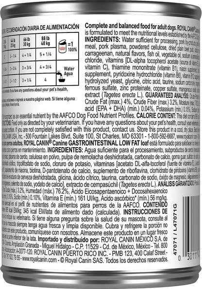 Alimento Húmedo Royal Canin Gastrointestinal Low Fat para Perro Adulto