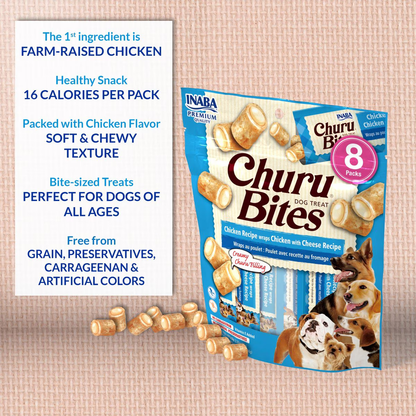 Snack Churu Bites Chicken & Cheese para Perros Sabor a Pollo y Queso X 8 Packs