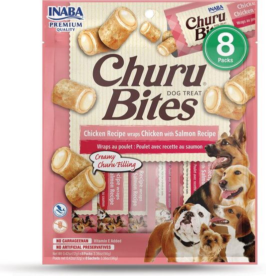 Snack Churu Bites Chicken & Salmon para Perros Sabor a Pollo y Salmón X 8 Packs