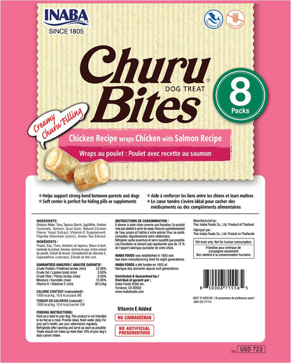 Snack Churu Bites Chicken & Salmon para Perros Sabor a Pollo y Salmón X 8 Packs
