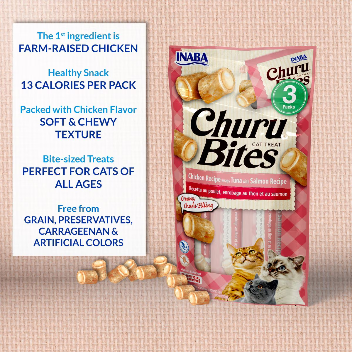 Snack Churu Bites de Pollo con Atún para Gato
