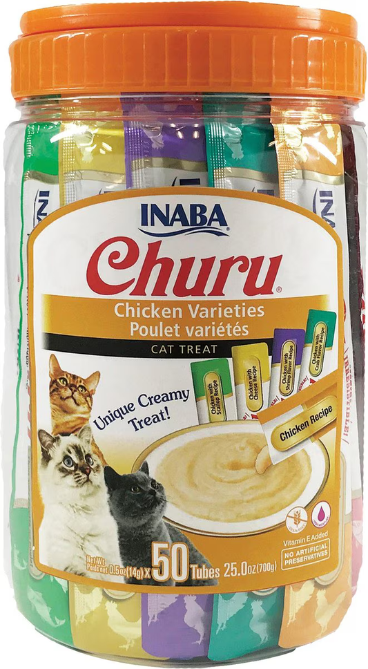 Snack Churu Bombonera Variedades de Pollo para Gato (50 Tubos)