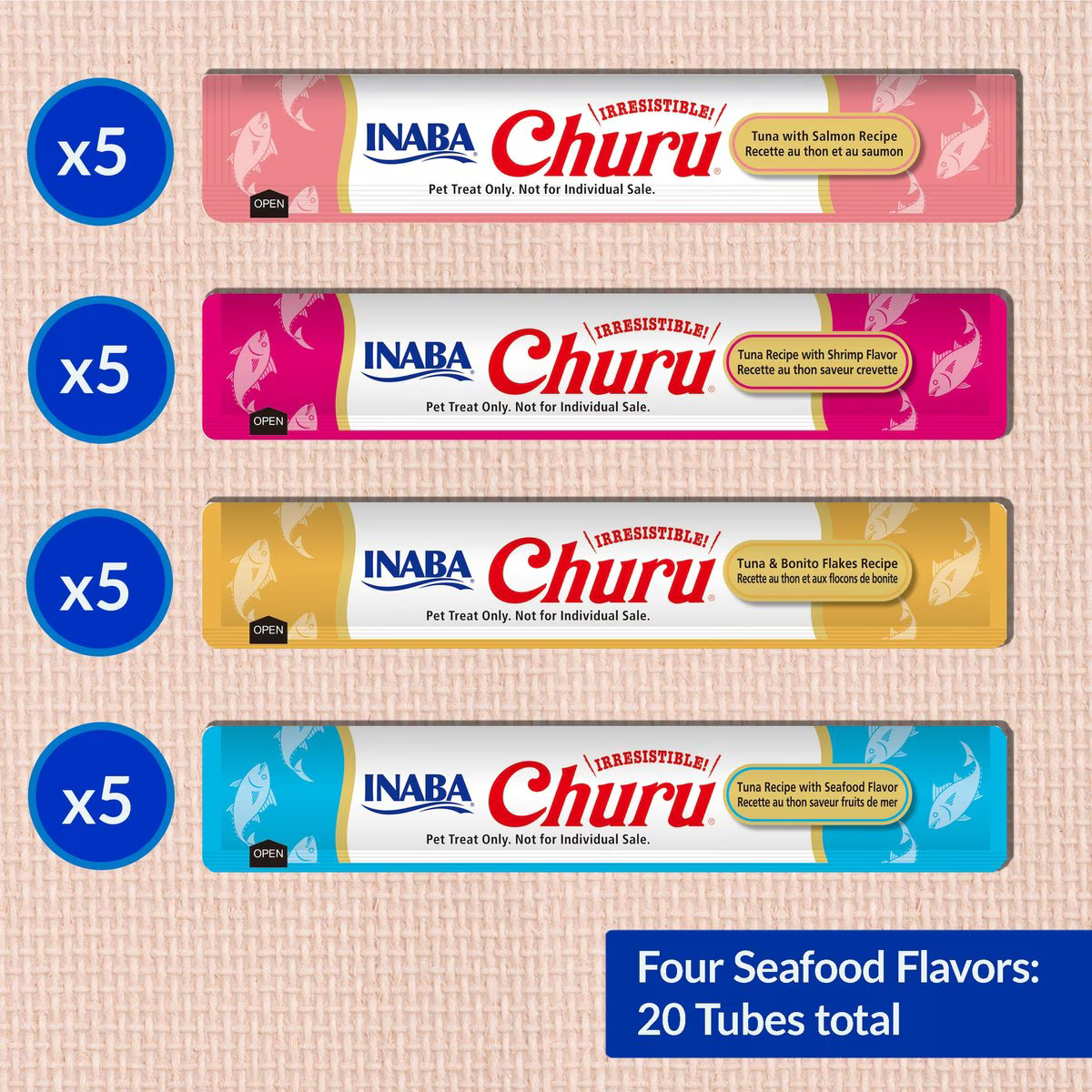Snack Churu Bombonera Variedades del Mar para Gato (20 Tubos)