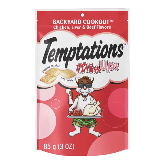 Snack Galletas Temptations Sabor a Pollo, Carne e Higado para Gato