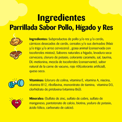 Snack Galletas Temptations Sabor a Pollo, Carne e Higado para Gato