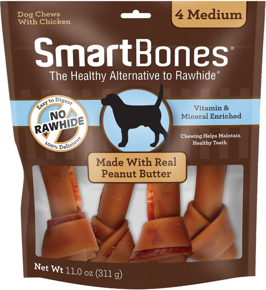 Snack SmartBones Peanut Butter para Perros X 4 Unidades