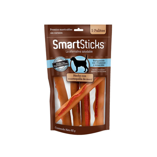 Snack SmartBones SmartSticks Penaut Butter para Perros X 5 Unidades