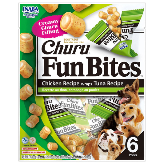 Snack Churu Bites Fun Bites Sabor a Pollo con Atún para Perros