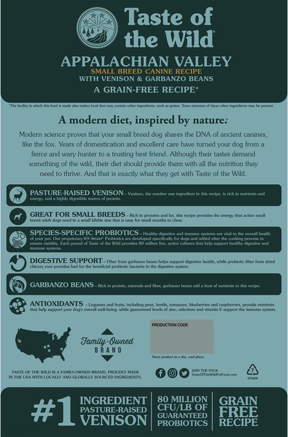 Alimento Taste of the Wild Appalachian Valley para Perro Adulto de Razas Pequeñas